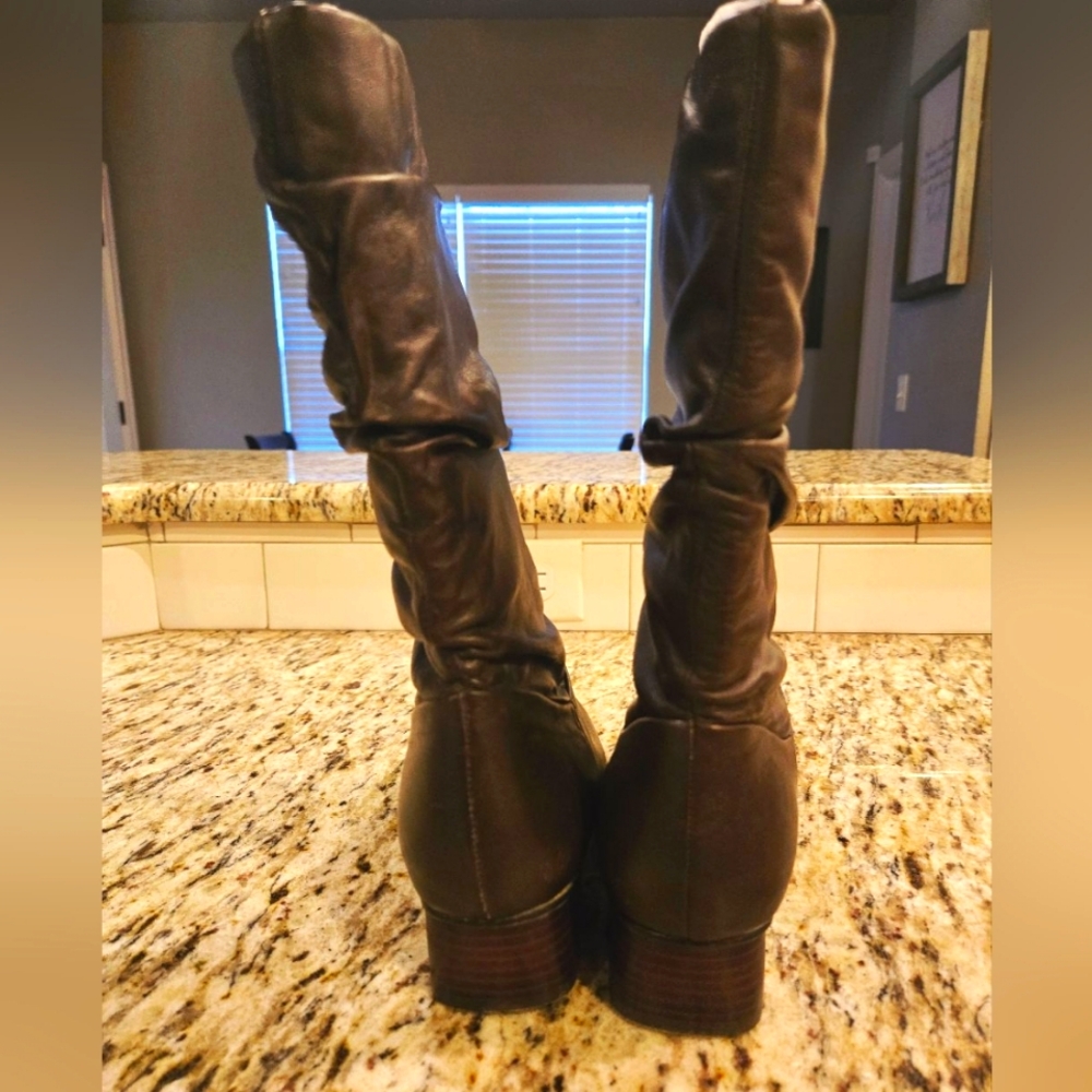 Liz Baker "Jamie" Brown Leather Slouch Boots - Picture 5 of 7